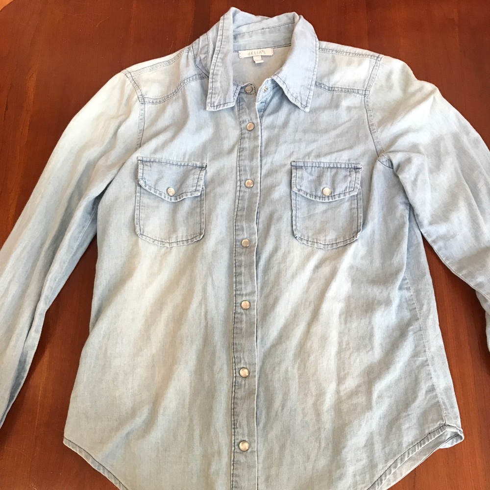 Light wash jean shirt